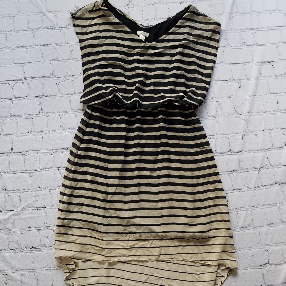 Charming Charlie Striped sheer High-Lo Dress Sz M